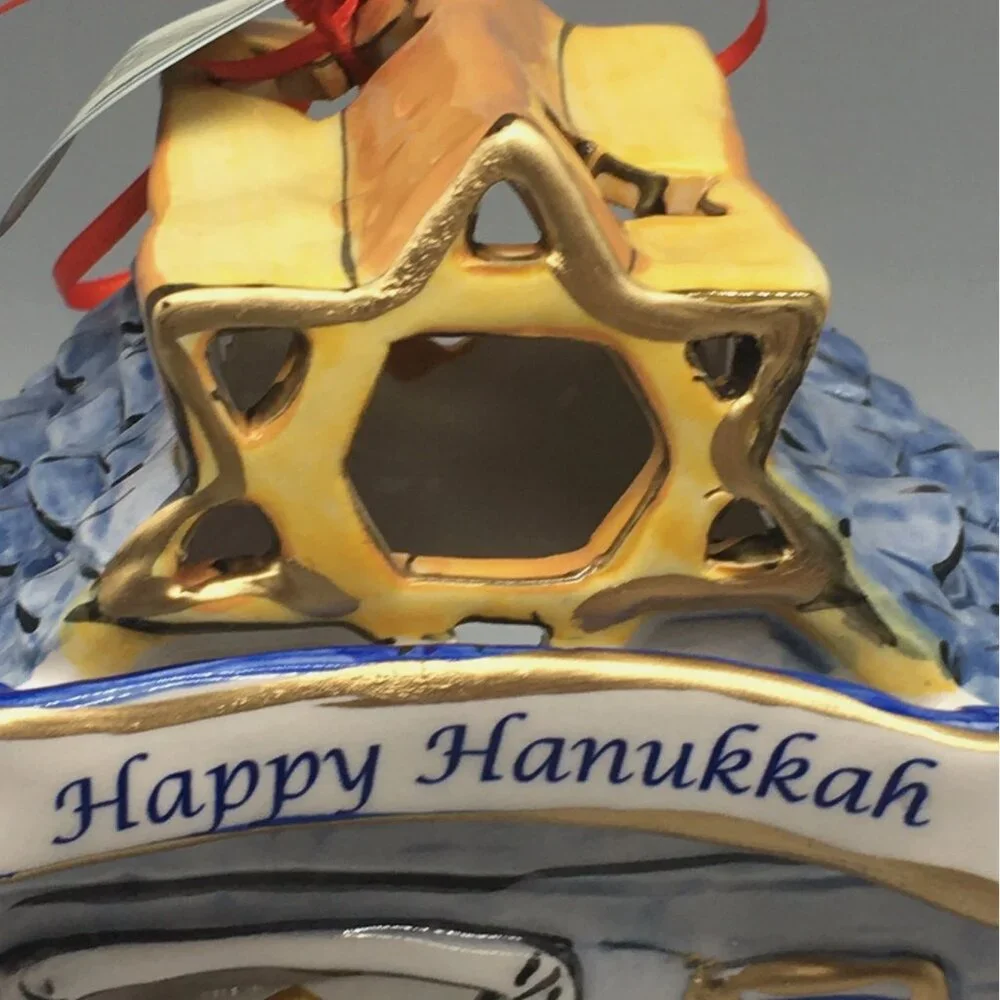 NEW Blue Sky Clayworks Happy Hanukkah Star David Chanukah Menorah Tealight House